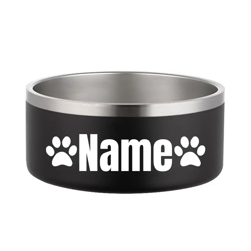 Personalized Dog Cat Bowls With Name Stainless Steel Pet Bowl For Small Medium Large Dogs Food And Water Custom Names Feeding Bowl 16oz-64oz Black