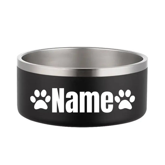 Personalized Dog Cat Bowls With Name Stainless Steel Pet Bowl For Small Medium Large Dogs Food And Water Custom Names Feeding Bowl 16oz-64oz Black
